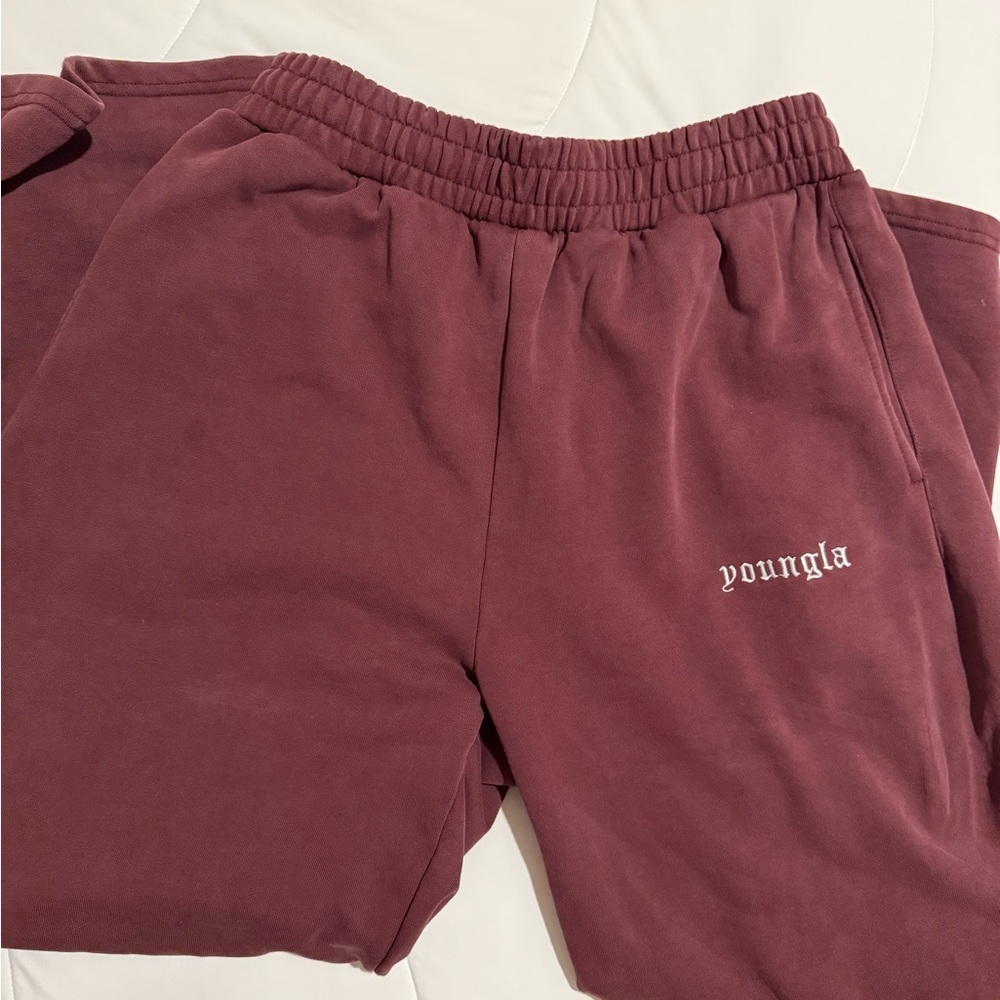 Mens YoungLA Medium Burgundy Sweatpants